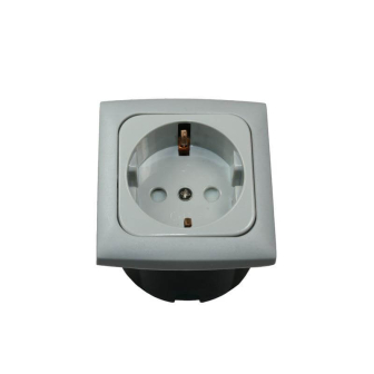 Prise 230V+entourage+cabochon gris Opal