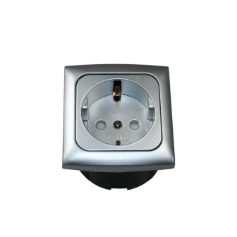 Prise 230V+entourage+cabochon argente Opal