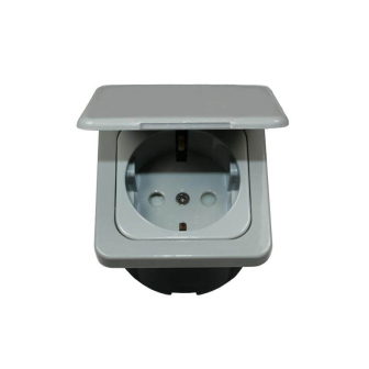 Prise 230V+entourage+cabochon gris Opal