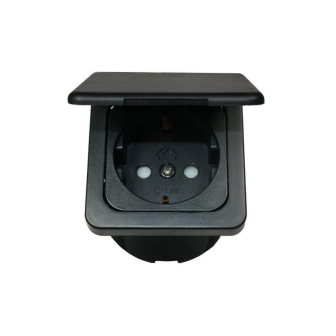 Prise 230V+entourage+cabochon noir Opal