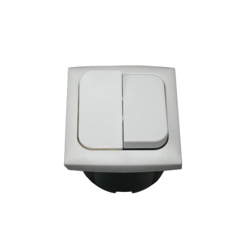 Interrupteur double+entourage+cabochon blanc Opal