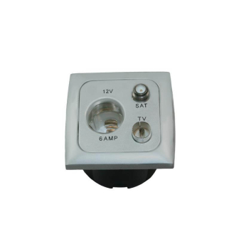 Prise 12V+ant.+sat.+entourage+cabochon gris Opal