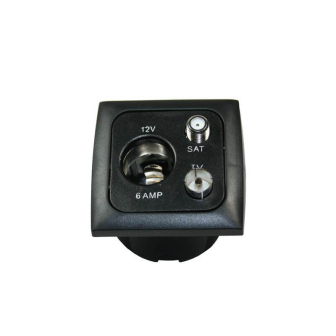 Prise 12V+ant.+sat.+entourage+cabochon noir Opal