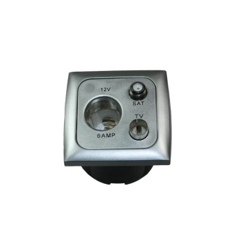 Prise 12V+ant.+sat.+entourage+cabochon argente Opal