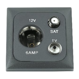 Prise 12V+ant.+sat.+entourage+cabochon anthracite Opal