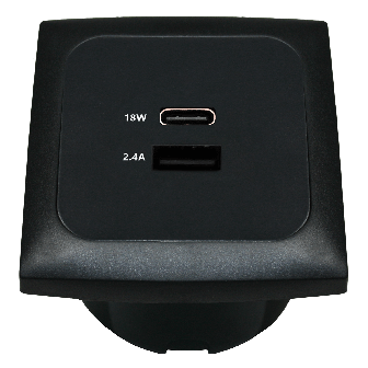 C-line prise USB A+C avec entourage+cabochon noir