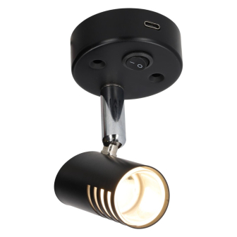 Sao spot LED noir inter. + USB-C - emballé