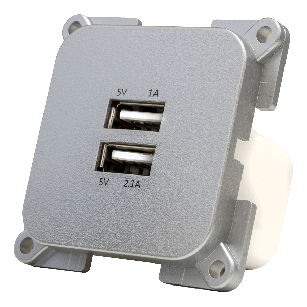 C-Line prise USB-A double 3.1A argent
