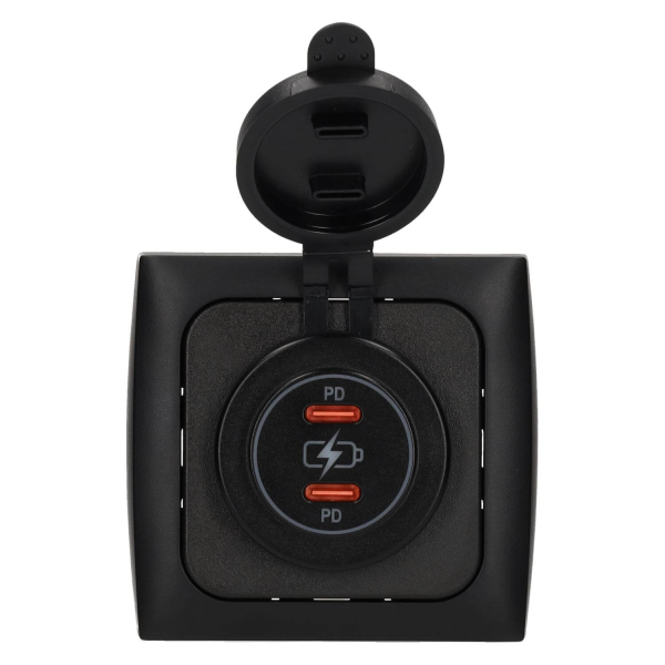 C-Line Power Line 2x USB-C PD 36W chargeur avec Opal cadre noir - sans emballage de vente