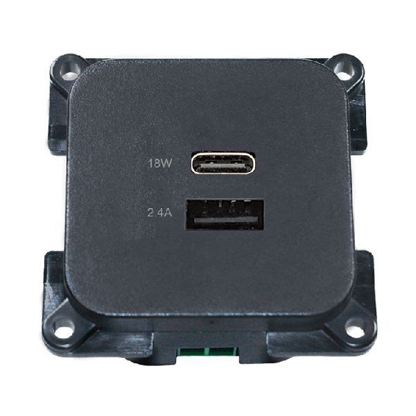 C-Line prise de charge USB avec USB-A et USB-C - ECE R10 - anthracite