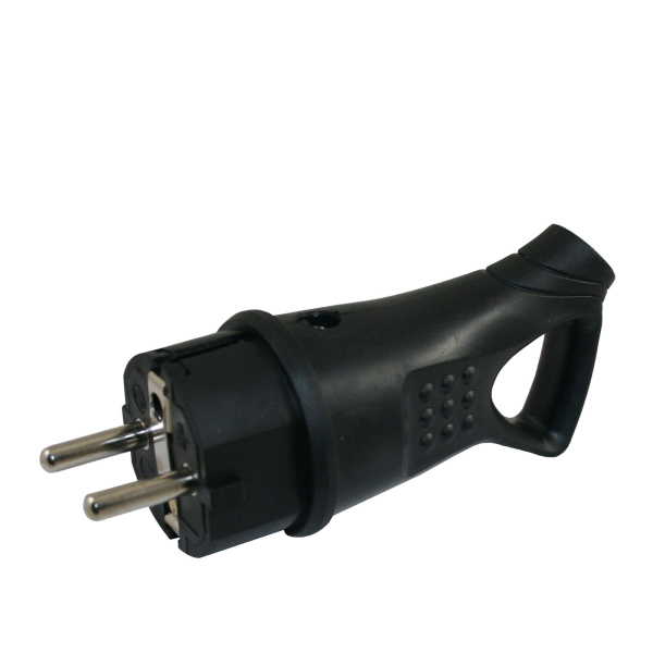 Fiche caoutchouc mâle - avec double système de mise à la terre avec poignée - sans emballage de vente