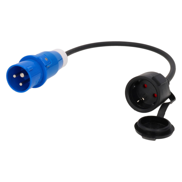 Câble adaptateur VMVL, 60 cm, 3 × 1,5 mm² – fiche CEE mâle et prise femelle avec terre