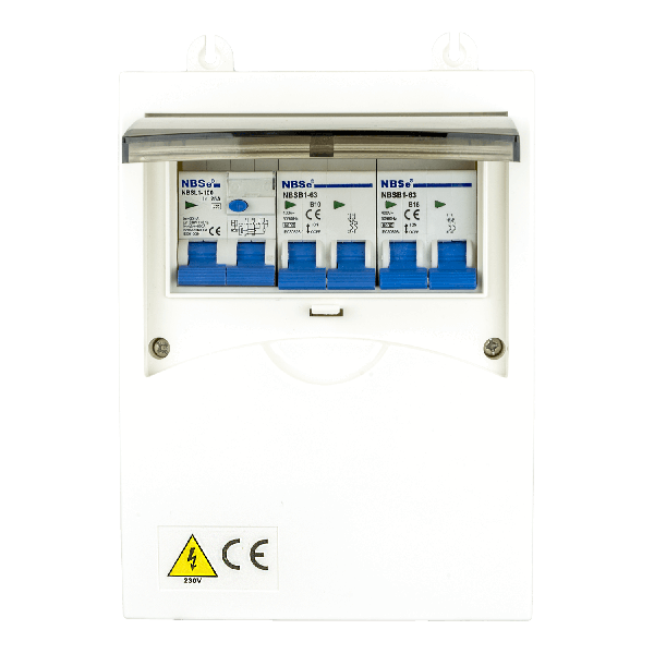 Boîte à fusible électrique 6-module avec disjoncteur B10A et B16A et interrupteur différentiel 30mA