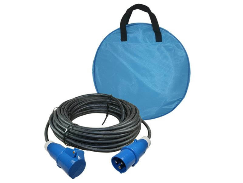 Câble prolongateur 40 mètres néoprène 3x 1,5mm² - fiche CEE et prise CEE - dans un sac de câbles