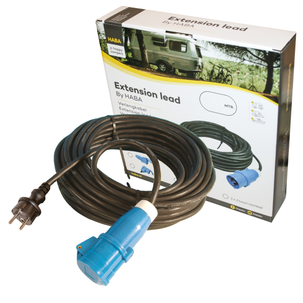 Rallonge électrique camping 10m de câble néoprène 3x 2.5mm² - fiche Schuko et prise CEE - boîte