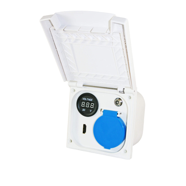 New Model Line ESB-3 prise extérieure multifonction blanc avec connexion HDMI et indicateur de Voltage