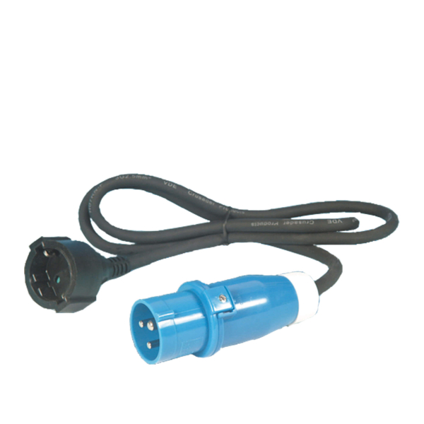 Câble adaptateur 1,5 m 3x 2,5mm² avec fiche CEE et prise Schuko - emballé