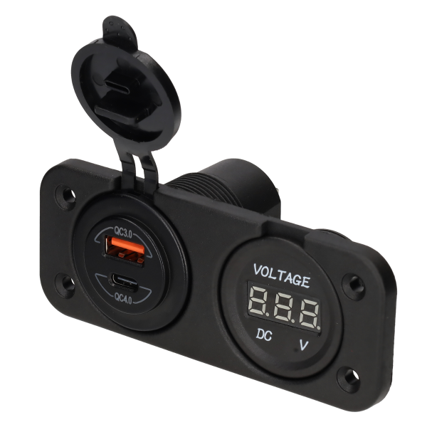 Power Line Voltmètre numérique et chargeur USB-A + USB-C - encastrable