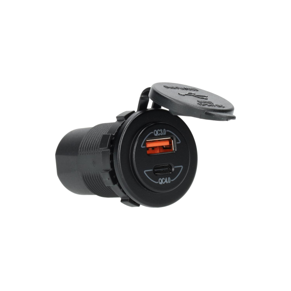 Power Line prise USB 12V encastrable avec USB-A QC3.0 et USB-C QC4.0 chargeur rapide