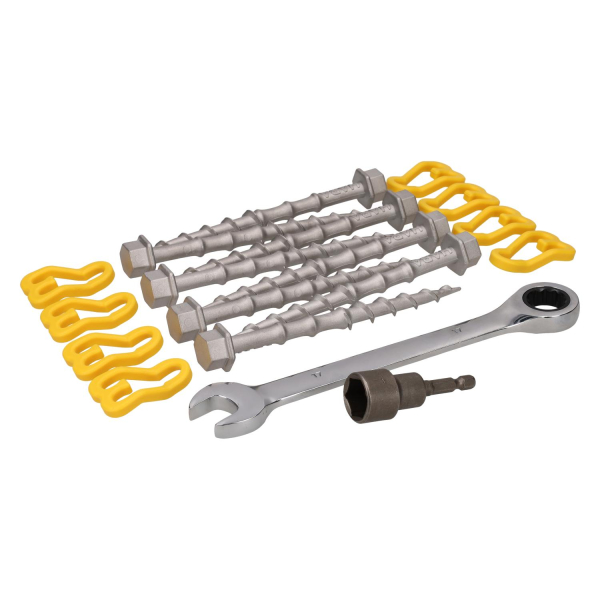 Alu-Camp ensemble complet de piquets de tente 15cm à visser (lot de 8) - adaptateur et clé inclus
