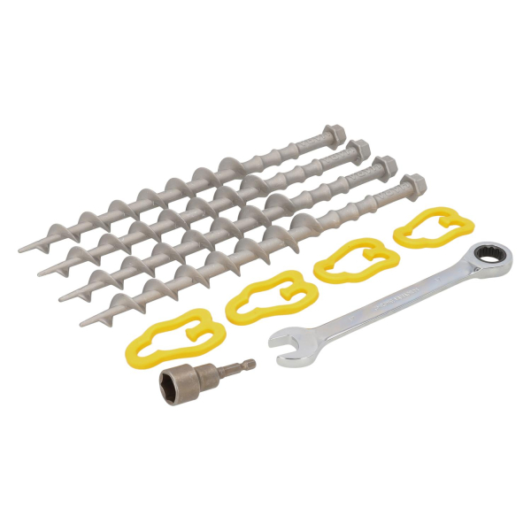 Alu-Camp ensemble complet de piquets de tente 31cm à visser (lot de 4) - adaptateur et clé inclus