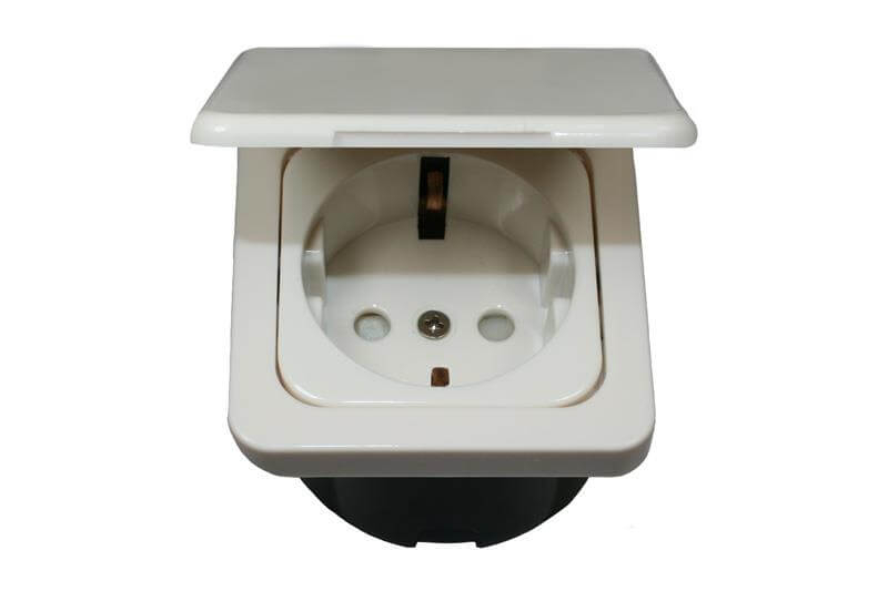 C-Line prise de courant Schuko 230V avec Opal cadre à clapet blanc