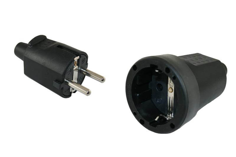 Fiche mâle Schuko PVC avec double système de mise à la terre - sans emballage de vente