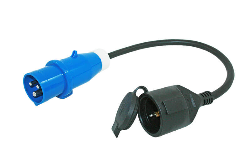 Câble adaptateur 0.5 mètres - fiche CEE et fiche de raccordement Schuko